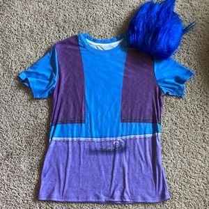 Biggie Trolls Family Theme Womens Costume Large Medium Shirt & Wig